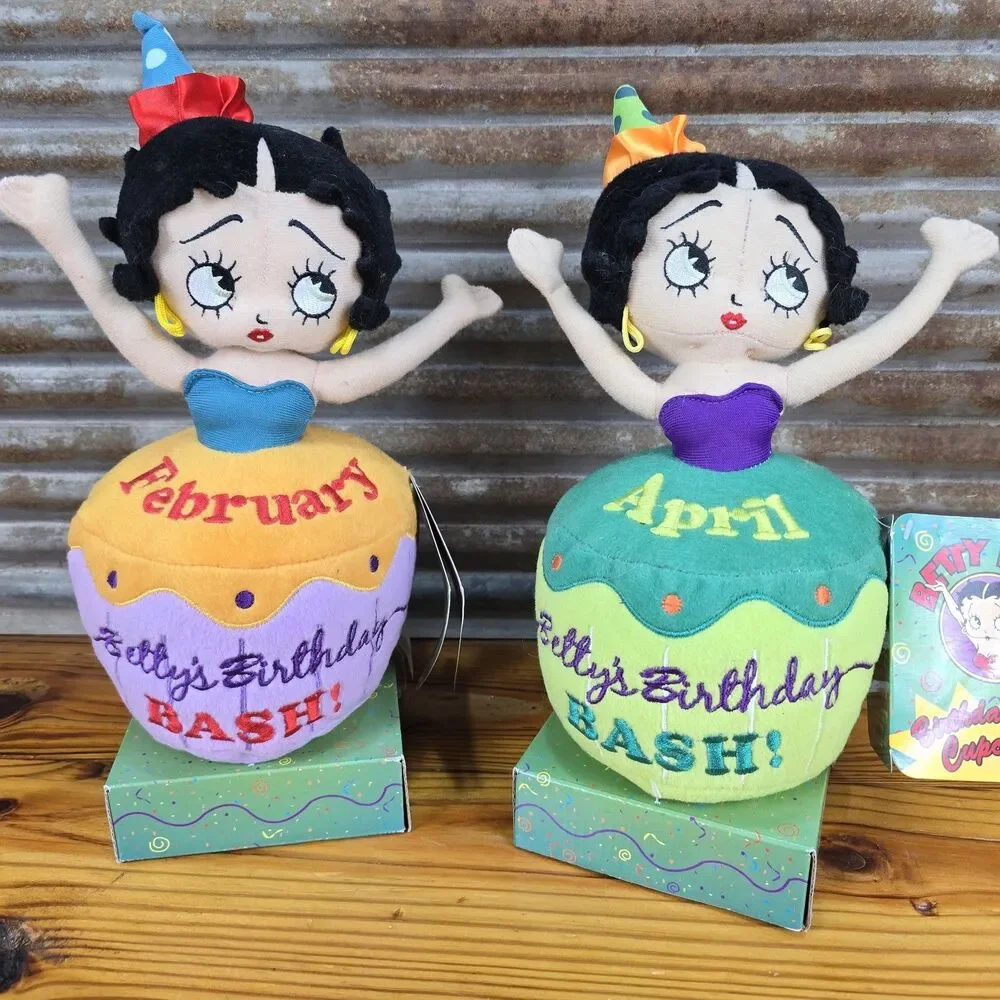 2013 PLUSH BETTY BOOP FEBRUARY & APRIL BIRTHDAY BLAST CUPCAKE DOLL BY SUGAR LOAF
